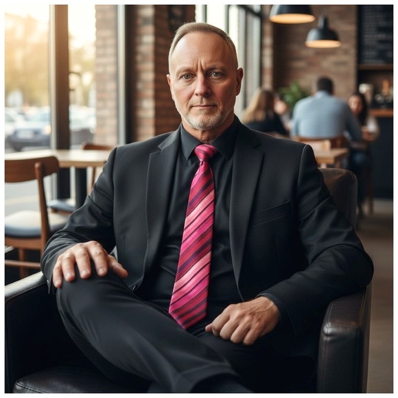 Salvatore Ferragamo Men’s Silk Necktie. Red, Purple, Pink. - Picture 5 of 12